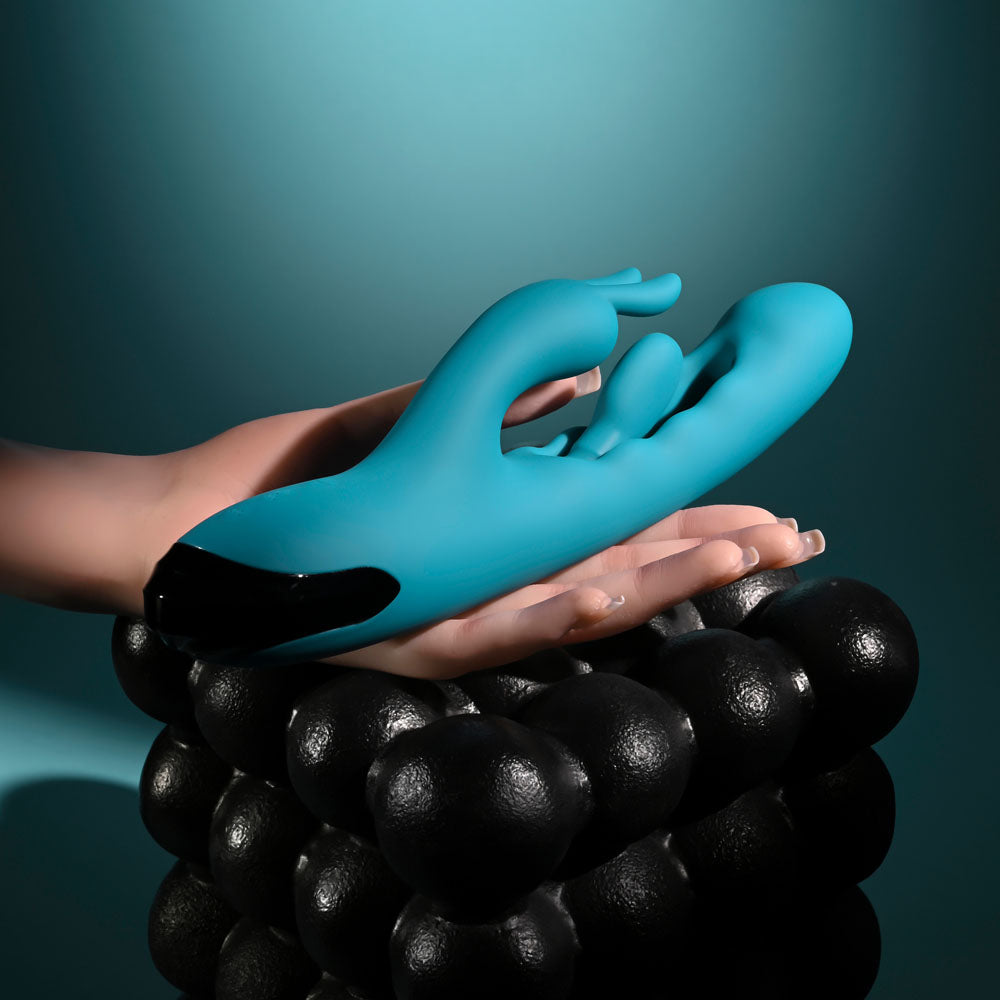 Evolved Bunny Tapper - Blue Rechargeable Rabbit Vibrator with Flicking Shaft