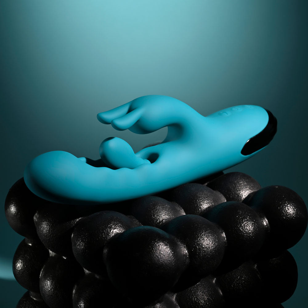 Evolved Bunny Tapper - Blue Rechargeable Rabbit Vibrator with Flicking Shaft