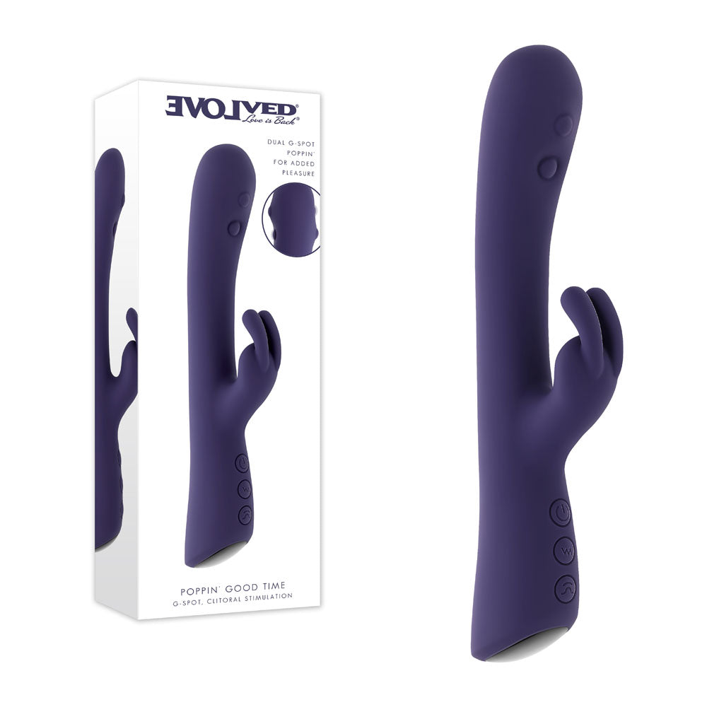 Evolved Poppin Good Time Dual Tapping Rabbit Vibrator - Purple