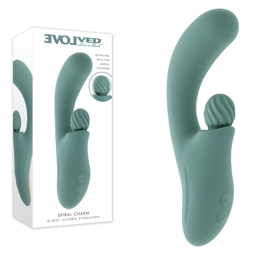 Evolved Spiral Charm - Green Rechargeable Rabbit Vibrator