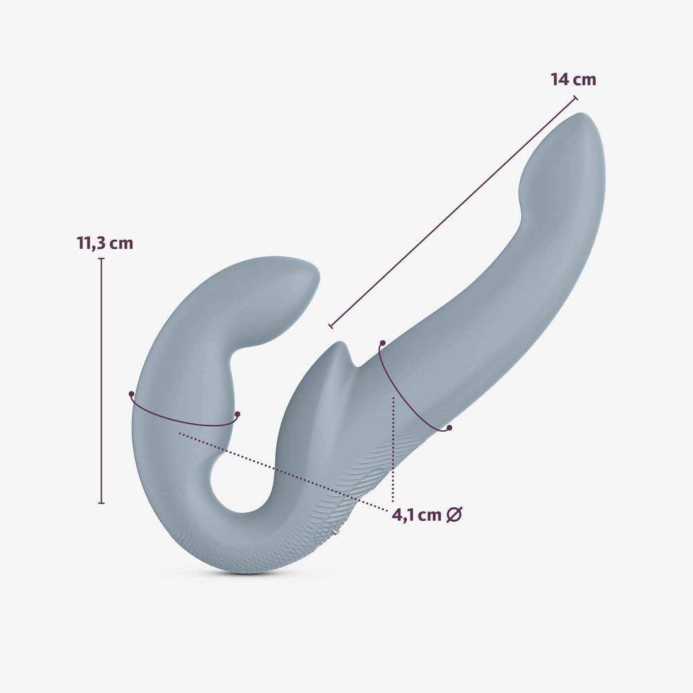 Fun Factory Share Vibe Pro Vibrating Strapless Strap-On - Cool Grey