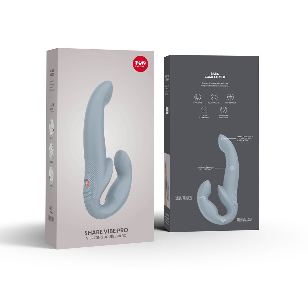 Fun Factory Share Vibe Pro Vibrating Strapless Strap-On - Cool Grey