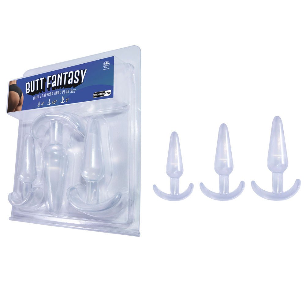 Butt Fantasy Triple Anal Plug Set - Clear
