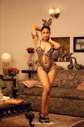 Be His Playful Bunny Tonight – 4 Piece Set with Choker, Headpiece & Cuffs