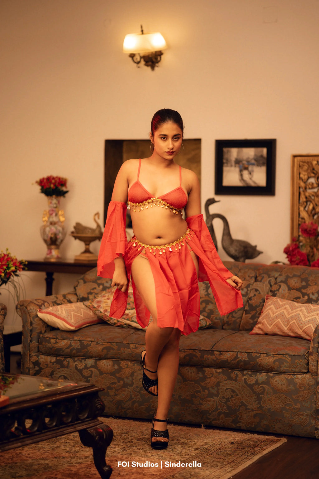 Rule His Midnight Desert Fantasy – 4 Piece Set with Panty, Skirt & Sleeves