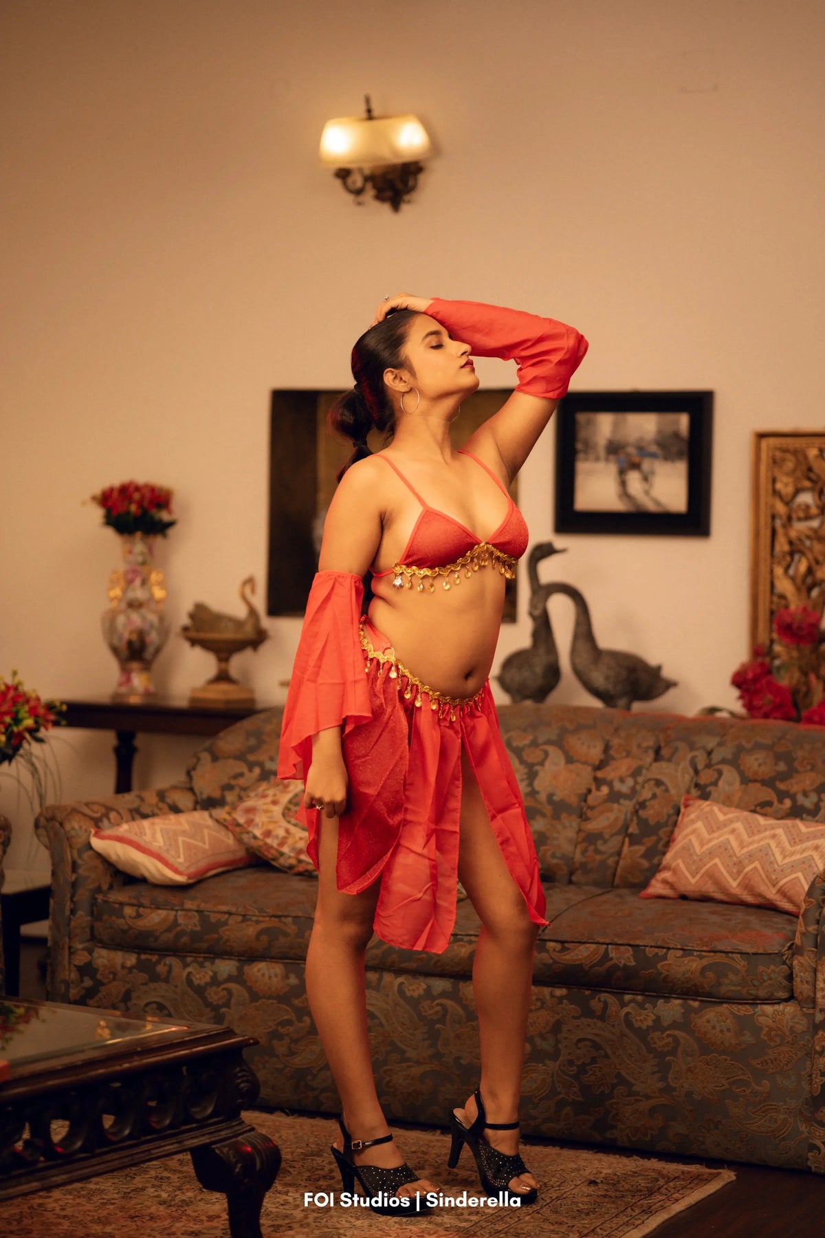 Rule His Midnight Desert Fantasy – 4 Piece Set with Panty, Skirt & Sleeves