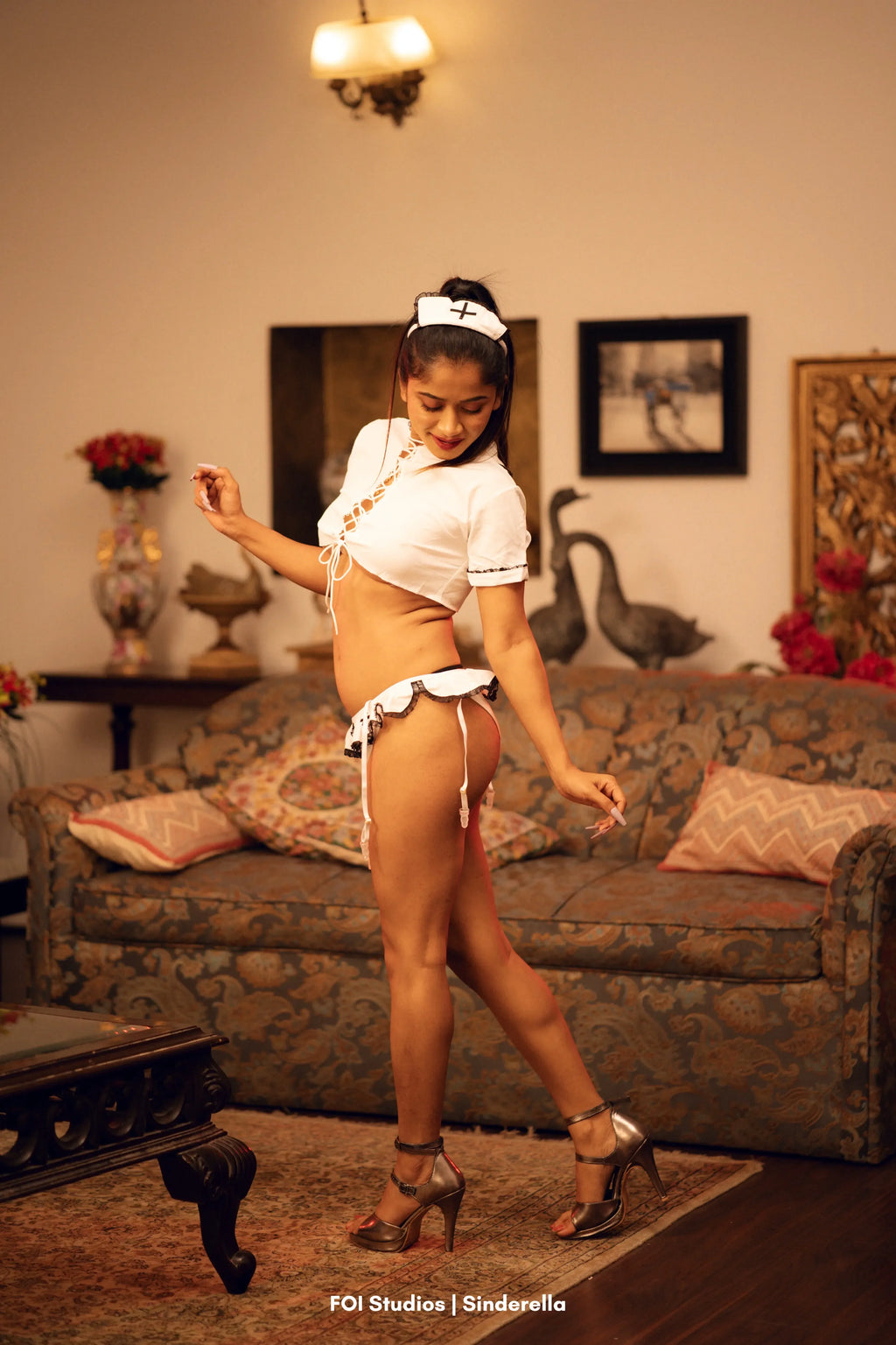 Play His Naughty Nurse Bunny – 4 Piece Set with Headpiece, Panty & Garters