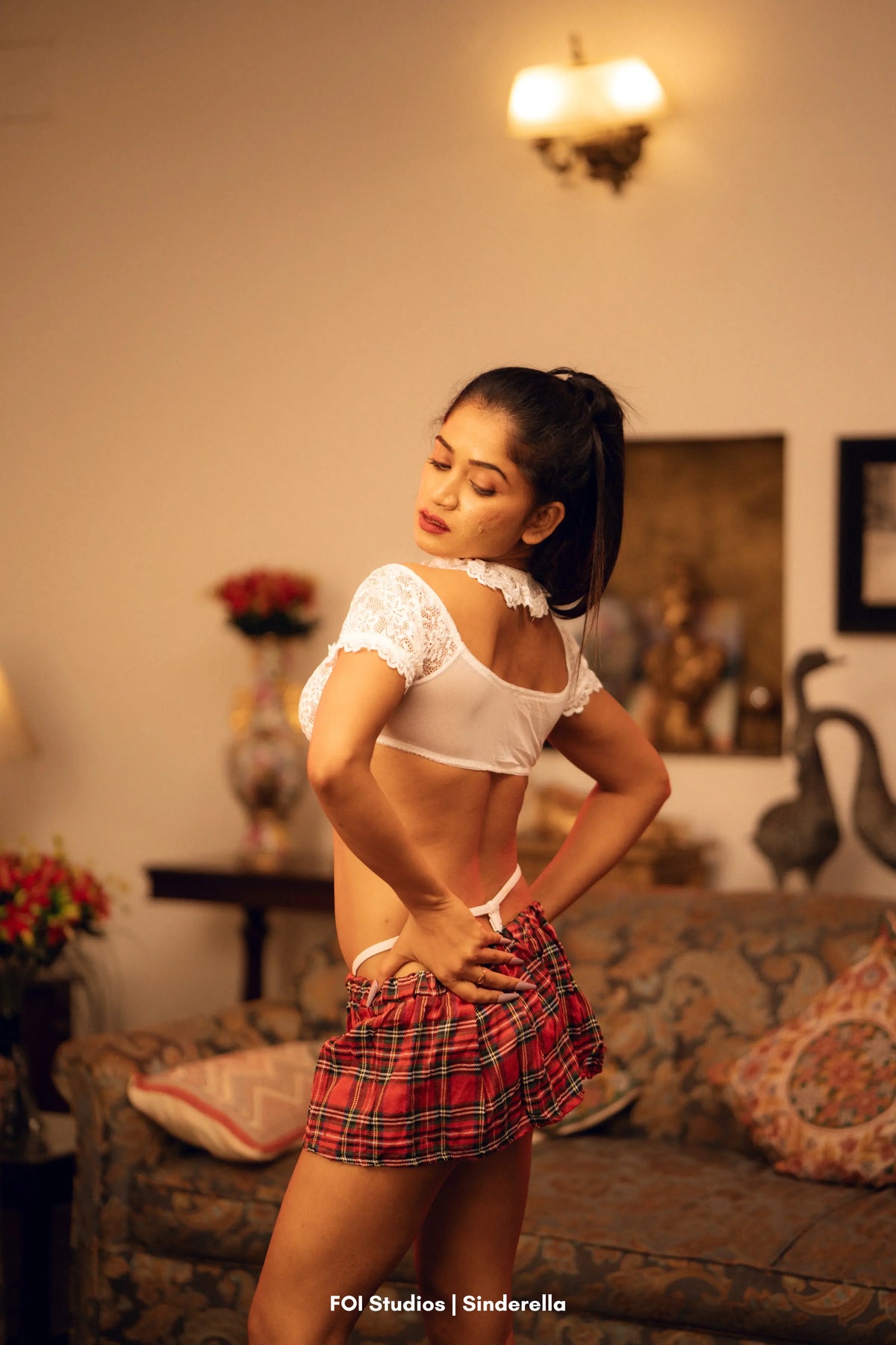 Break His Rules In Uniform – 4 Piece Set with Panty, Skirt & Choker