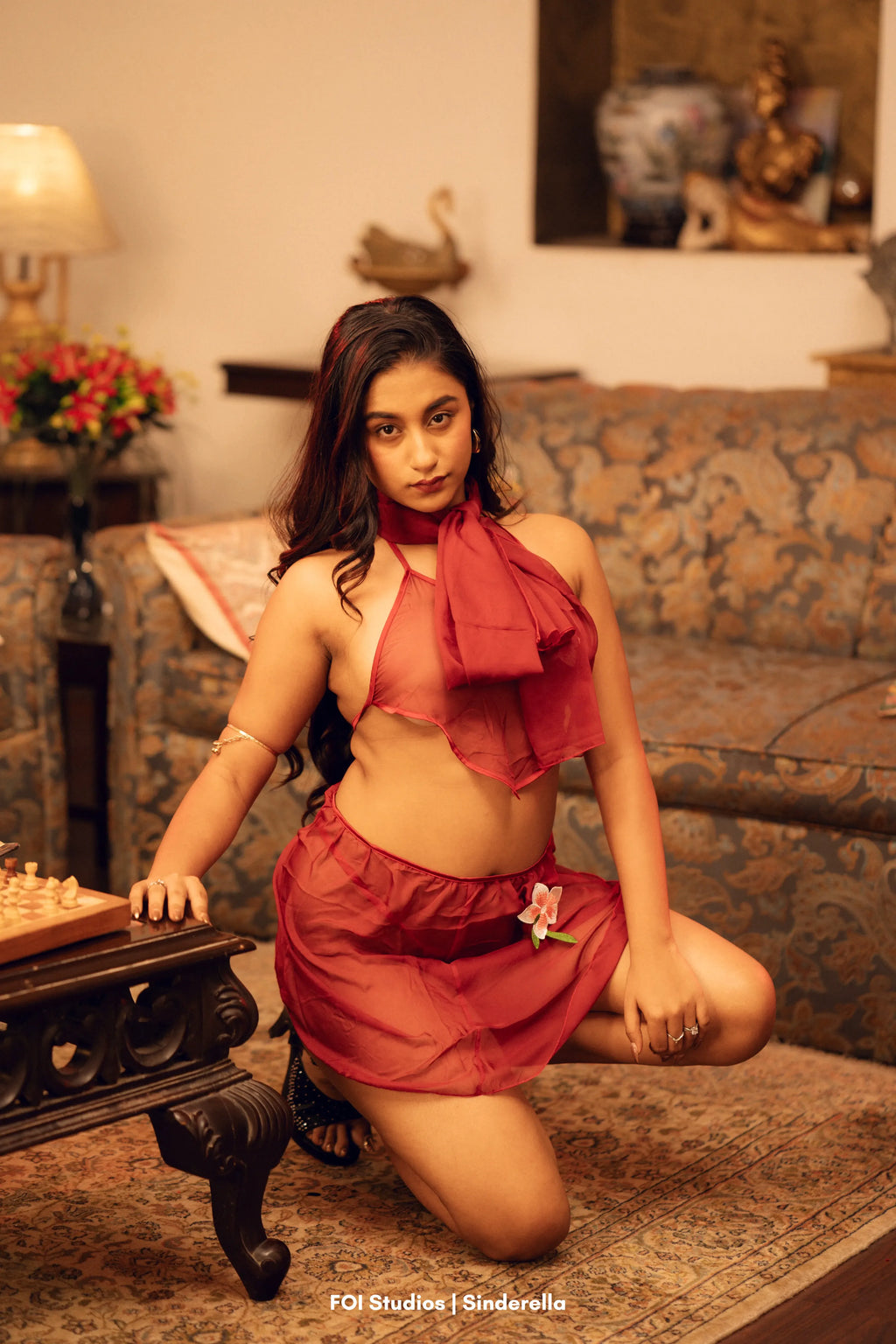 Leave Him Wanting One More Look – 4 Piece Set with Skirt, Panty & Choker
