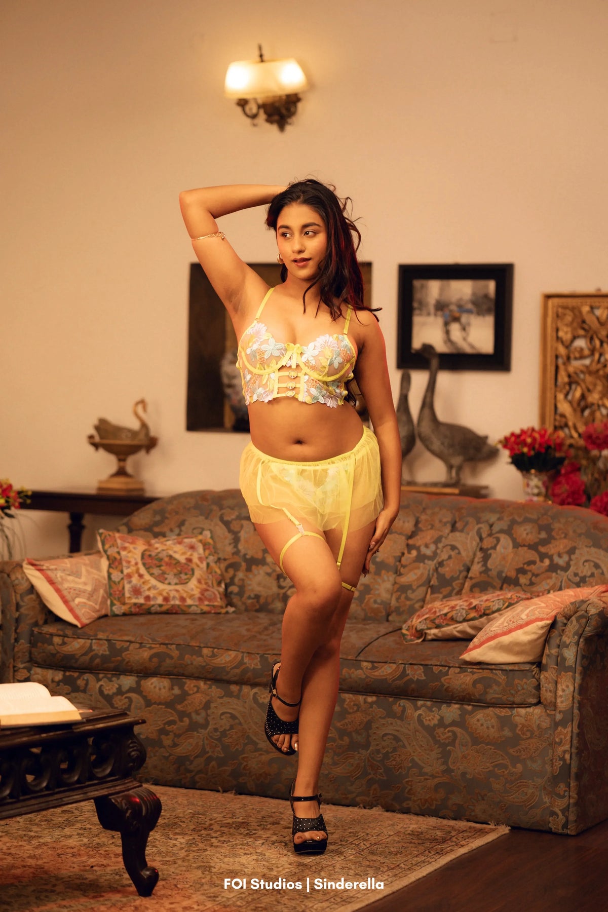 Give Him A Sweet Surprise – 4 Piece Set with Panty, Skirt & Garters