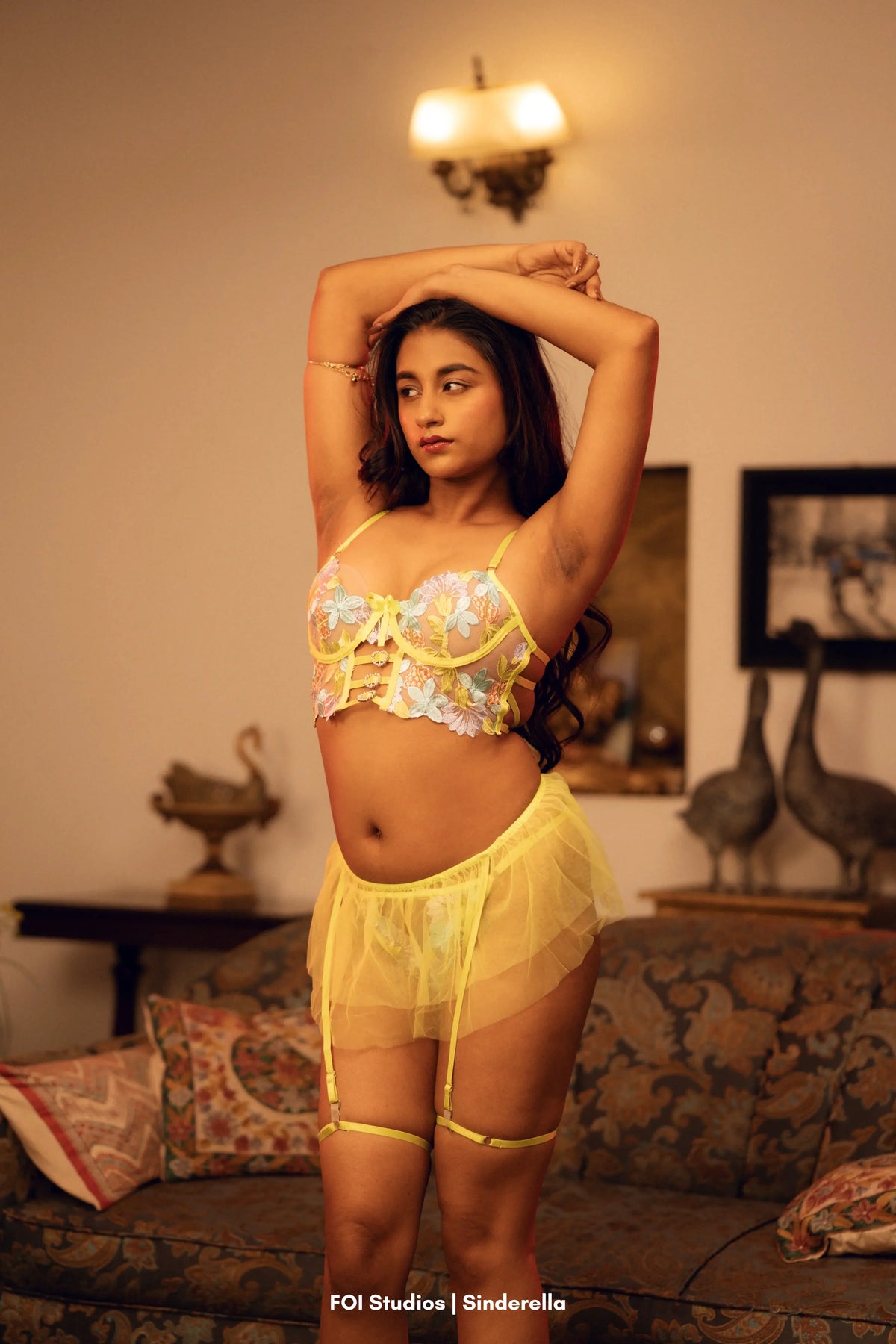 Give Him A Sweet Surprise – 4 Piece Set with Panty, Skirt & Garters