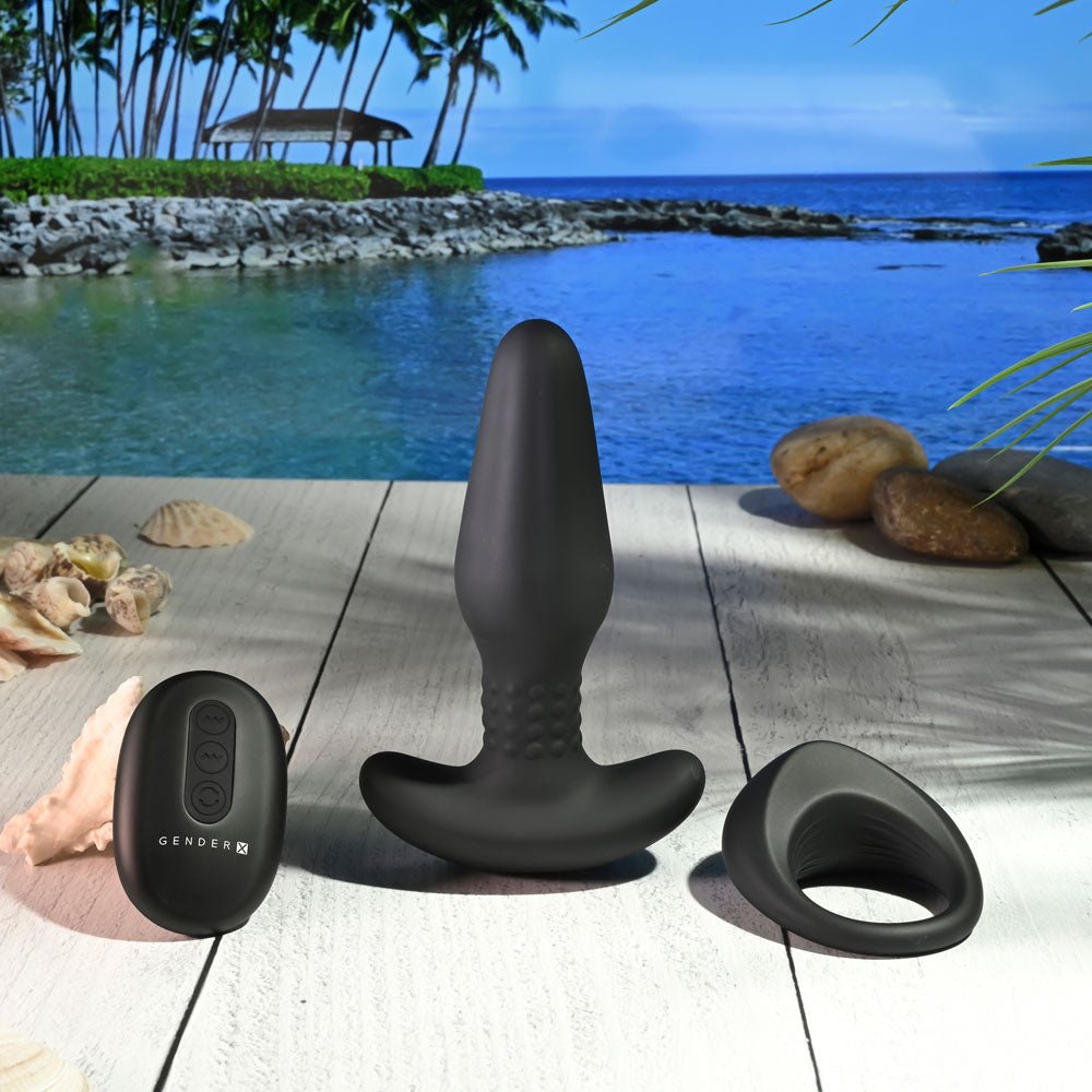 Gender X Teamwork - Black Rimming & Vibrating Cock Ring Kit