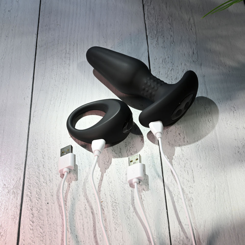 Gender X Teamwork - Black Rimming & Vibrating Cock Ring Kit