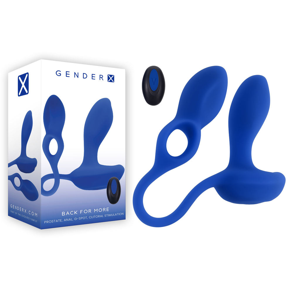 Gender X Back For More - Prostate Anal G-Spot Clitoral Stimulator with Remote - Blue