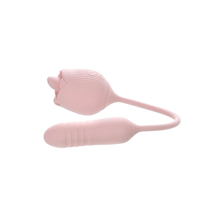Adam and Eve Thrust & Tickle Rose - Flickering Clitoral Tickler & Thrusting Bullet - Pink