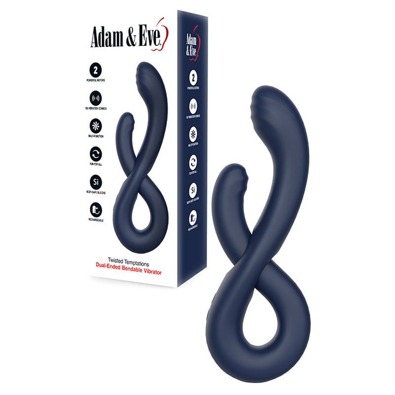 Adam & Eve Twisted Temptations - Bendable Dual Vibrator - Navy Blue