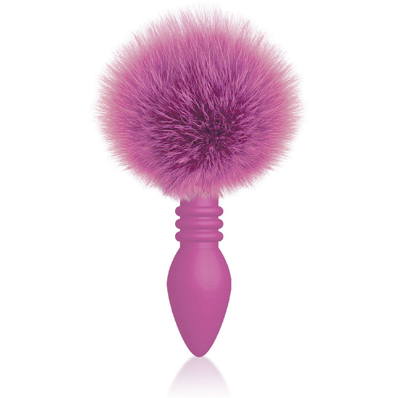 The 9's Cottontails - Ribbed Pink Butt Plug with Bunny Tail
