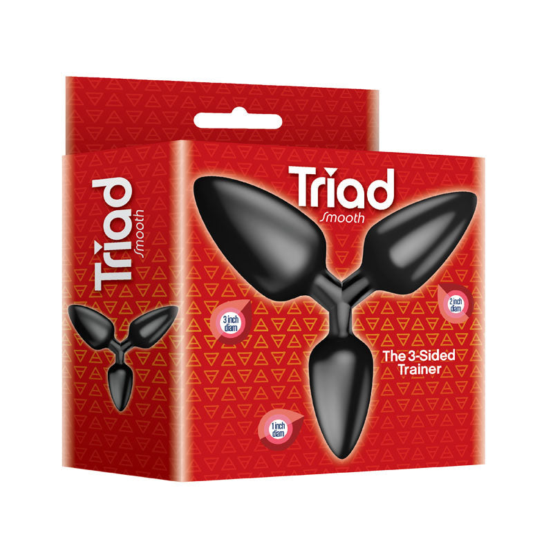 The 9's Triad 3 Way Butt Plug - Black - Smooth
