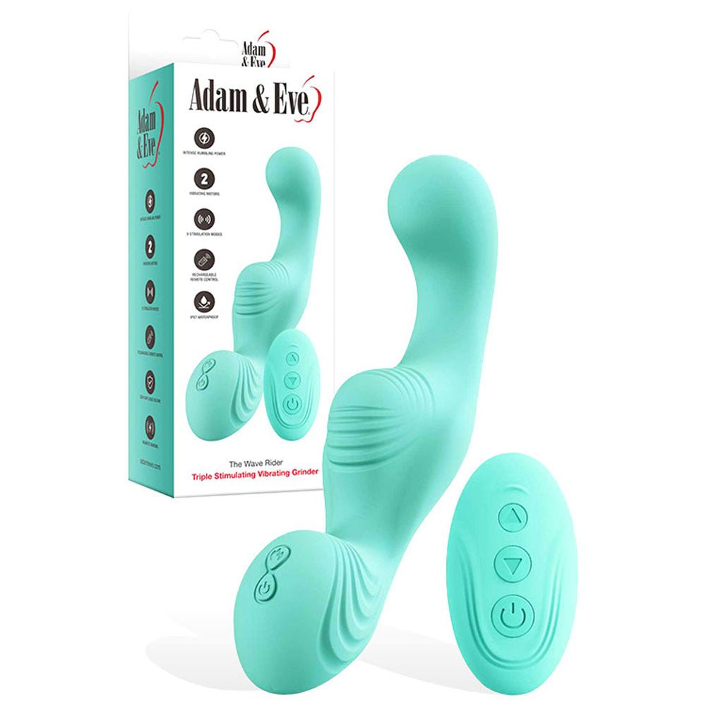 Adam & Eve The Wave Rider - Triple Grinder Pad with Remote - Teal