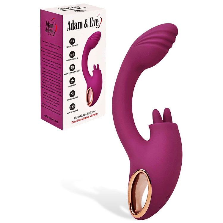 Adam & Eve Rose Gold Clit Tickler Rabbit Vibrator - Red