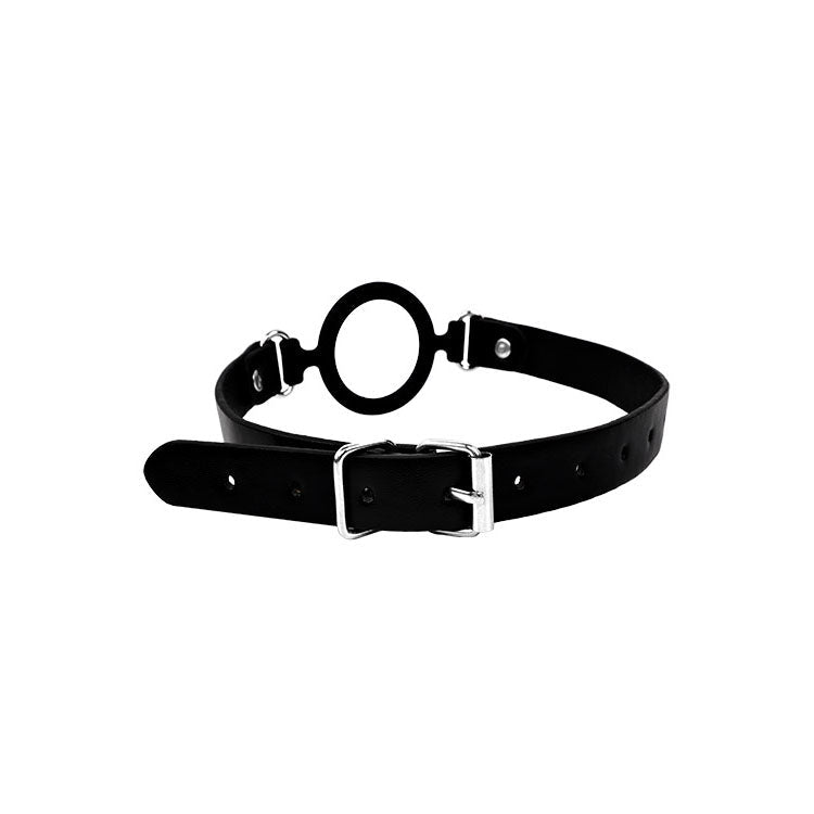 Adam & Eve Open Wide - Black Adjustable Silicone Mouth Ring Gag