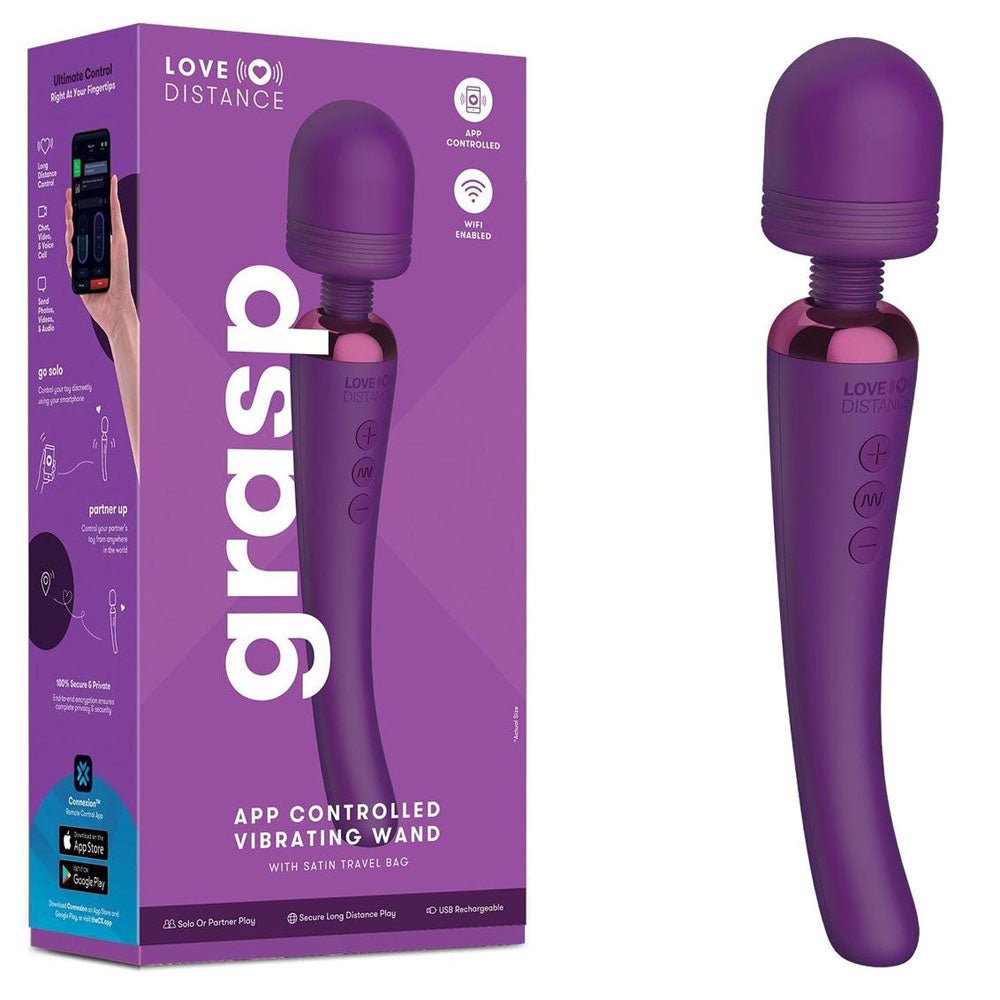 Love Distance Grasp Massager Wand With App Control - Purple