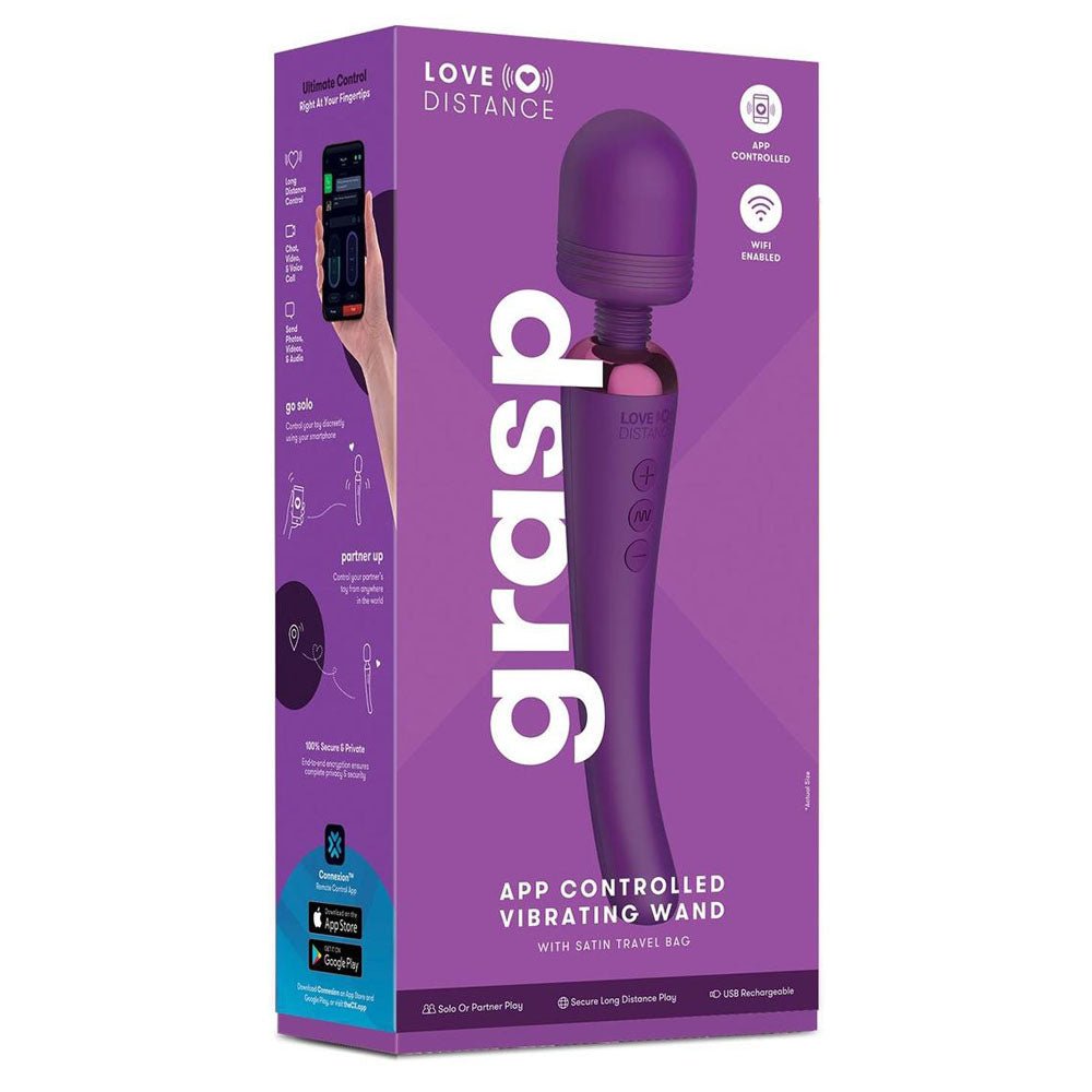 Love Distance Grasp Massager Wand With App Control - Purple