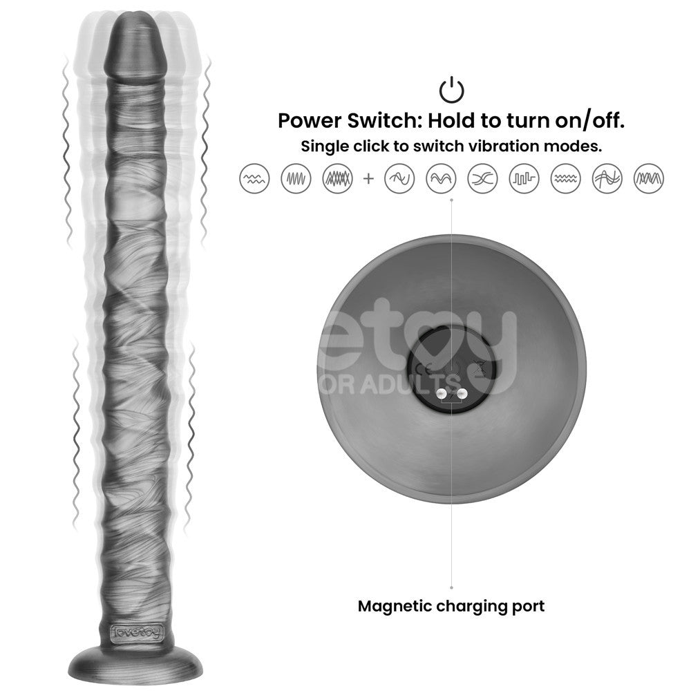 Lovetoy King Sized Vibrating Vibrax Slider 16 Inch Dildo - Grey