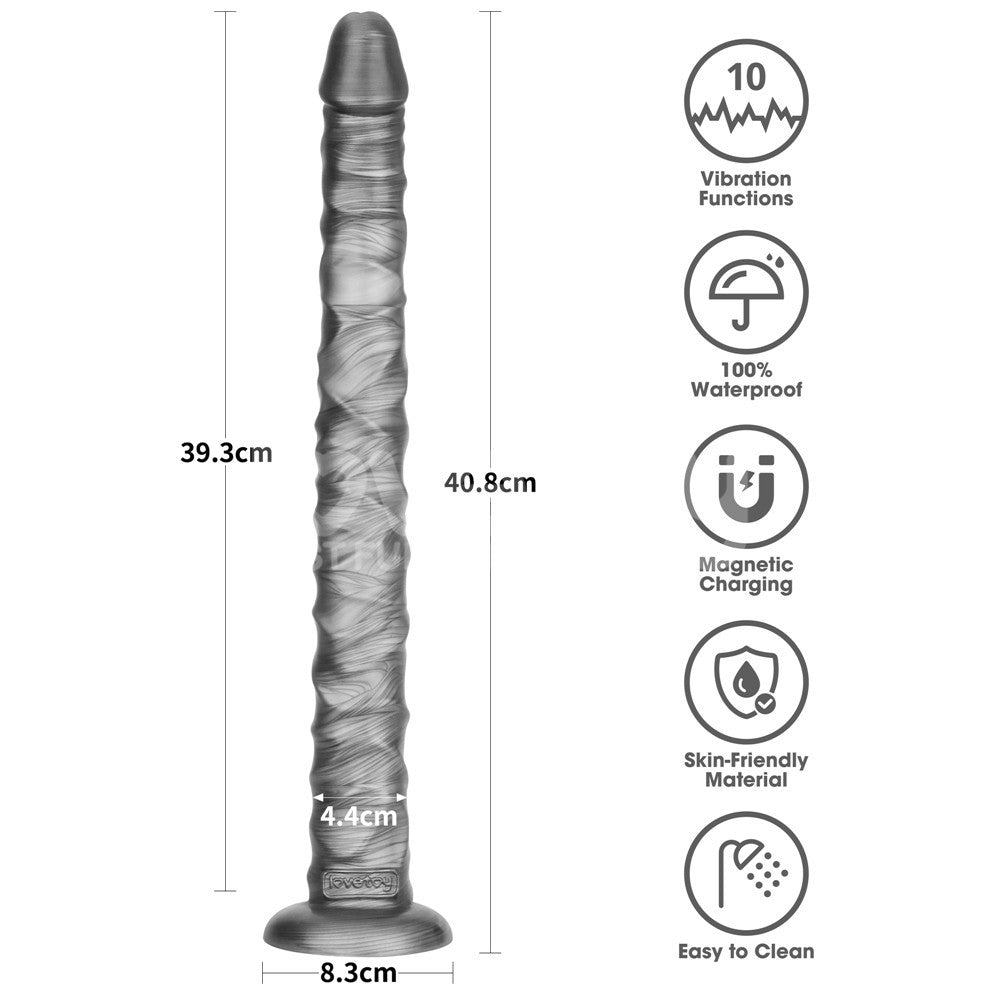 Lovetoy King Sized Vibrating Vibrax Slider 16 Inch Dildo - Grey