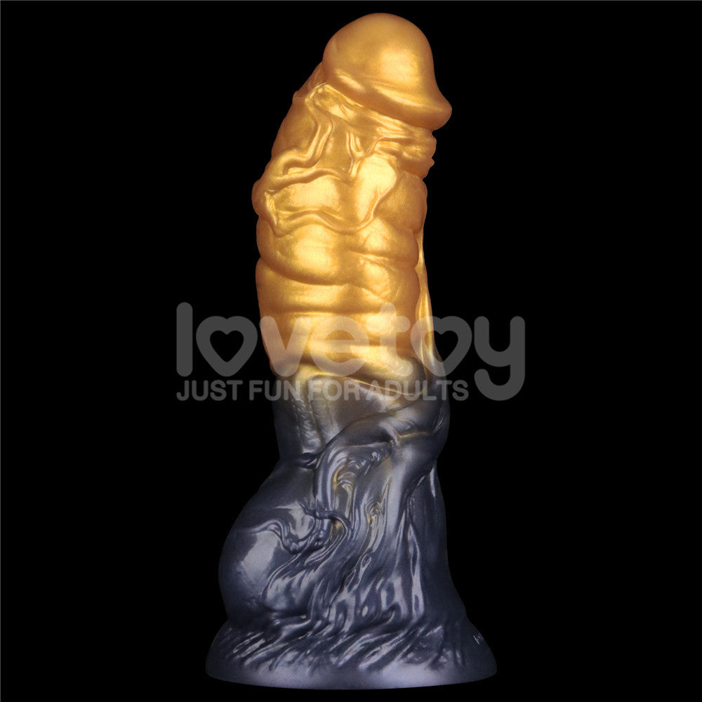 Aerosx 7.5 Inch Dual Density Inflatable Fantasy Dildo - Gold/Blue