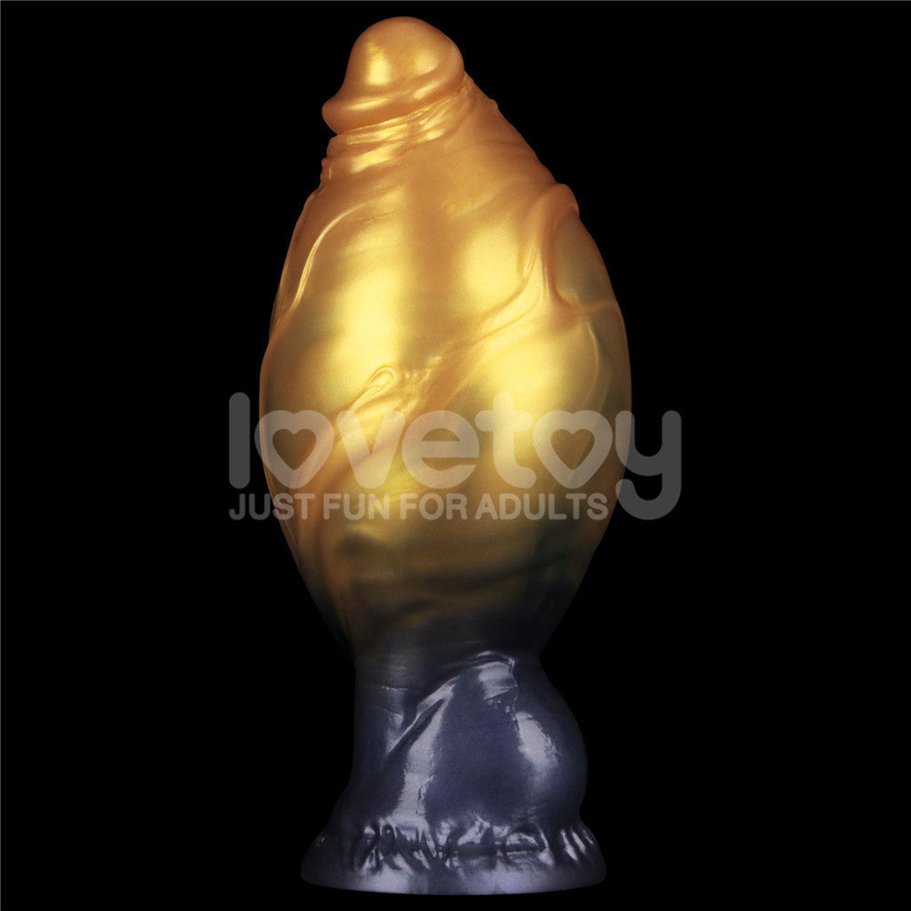 Aerosx 7.5 Inch Dual Density Inflatable Fantasy Dildo - Gold/Blue