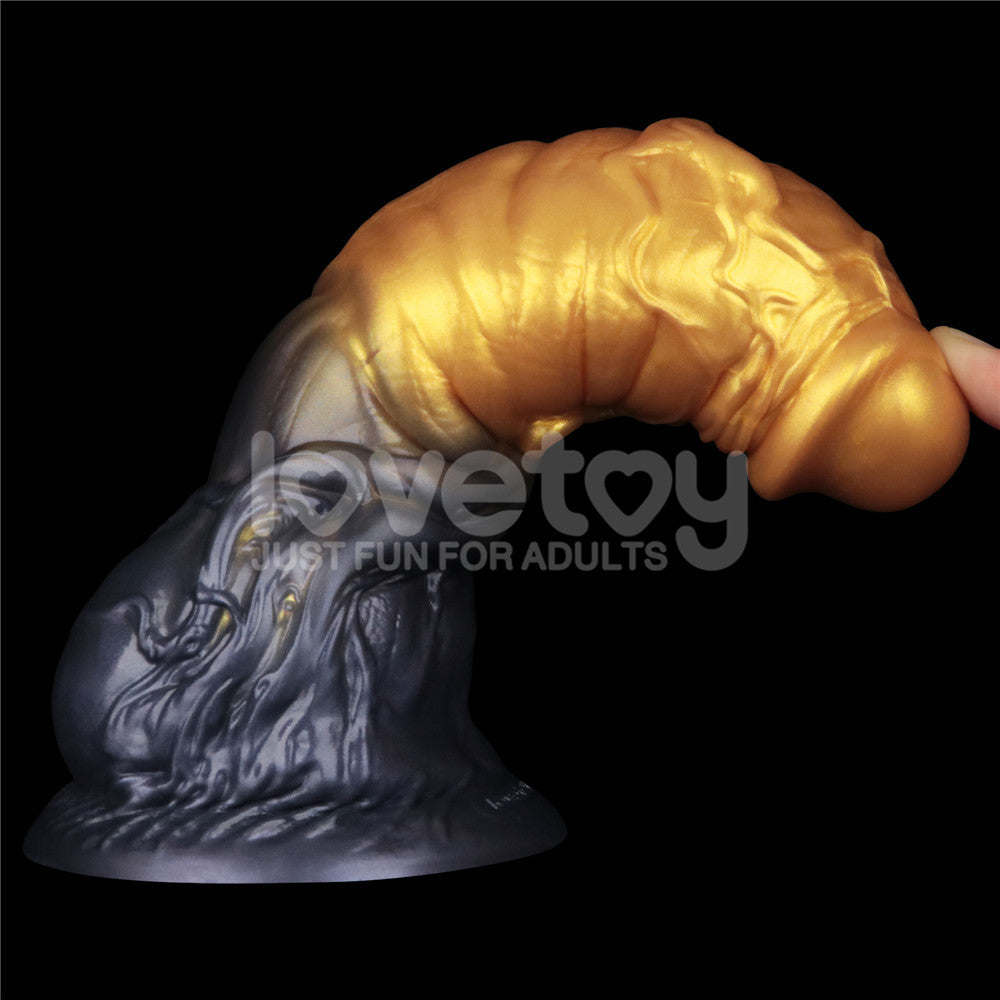 Aerosx 7.5 Inch Dual Density Inflatable Fantasy Dildo - Gold/Blue