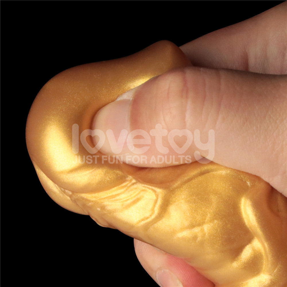 Aerosx 7.5 Inch Dual Density Inflatable Fantasy Dildo - Gold/Blue