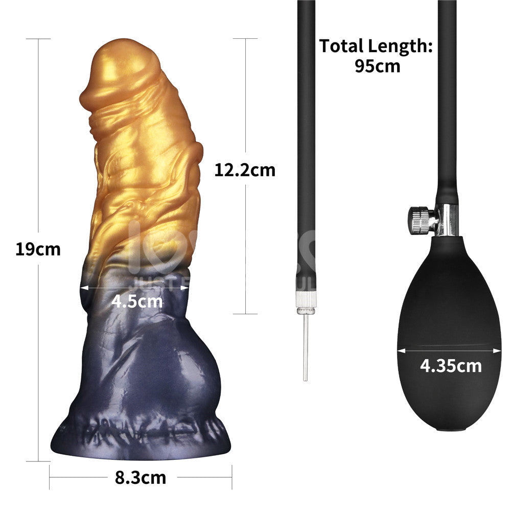 Aerosx 7.5 Inch Dual Density Inflatable Fantasy Dildo - Gold/Blue