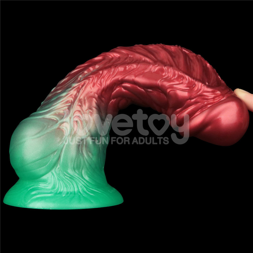 Aerosx 8 Inch Dual Density Inflatable Fantasy Dildo - Red/Green