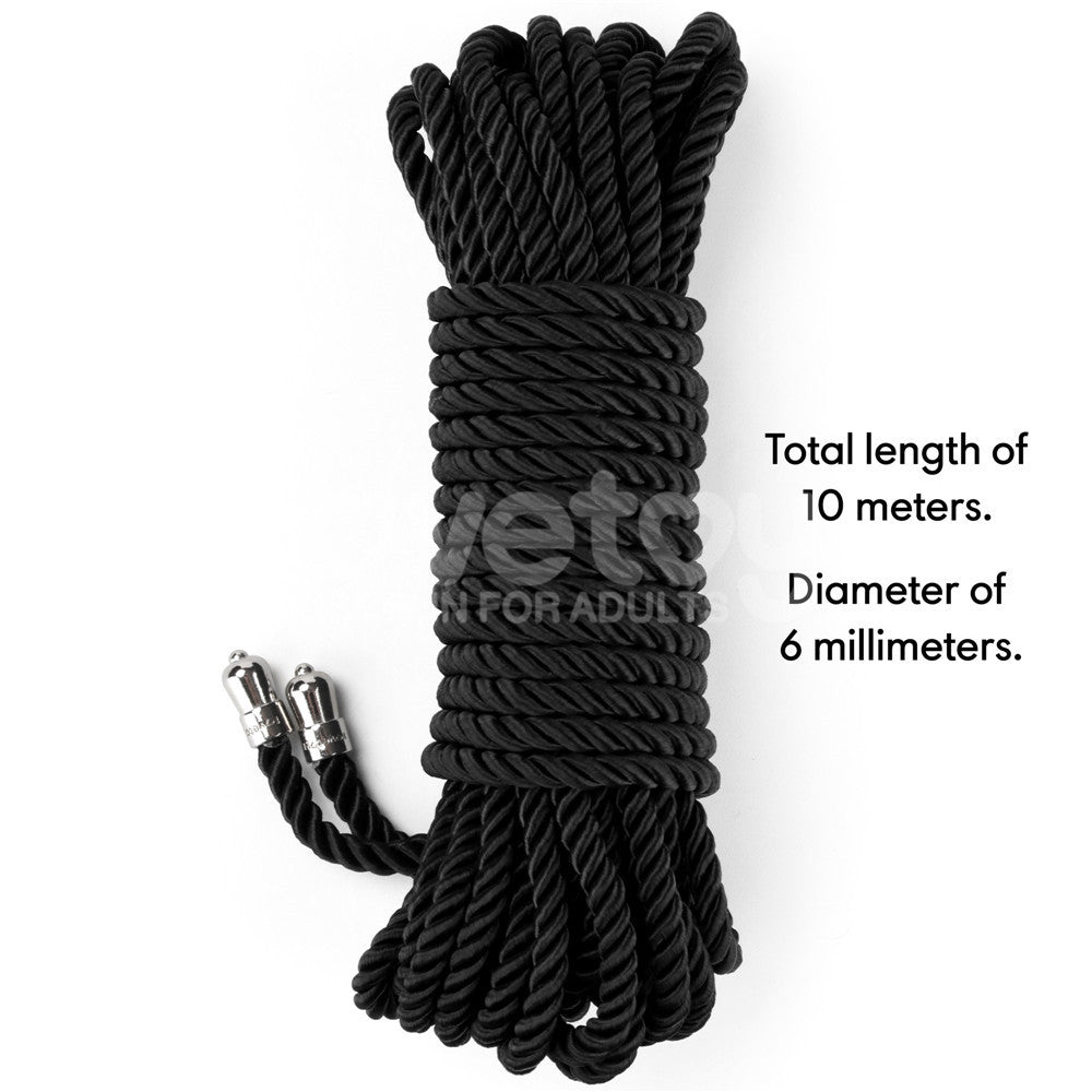 Rebellion Reign Silky Black Bondage Rope - 10 Mtrs