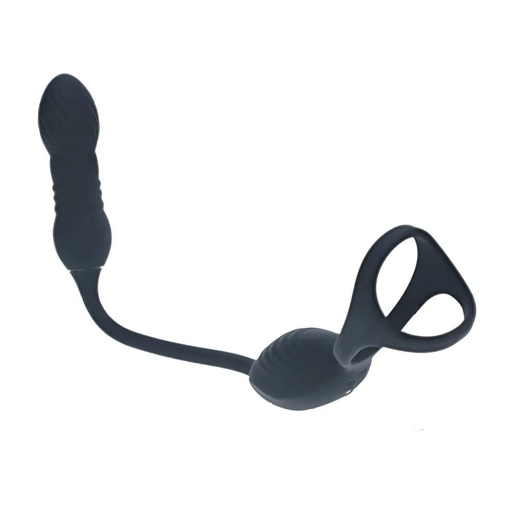 LEVELZ Vibrating & Thrusting TriO Cock Ring with Prostate Stimulator - Black