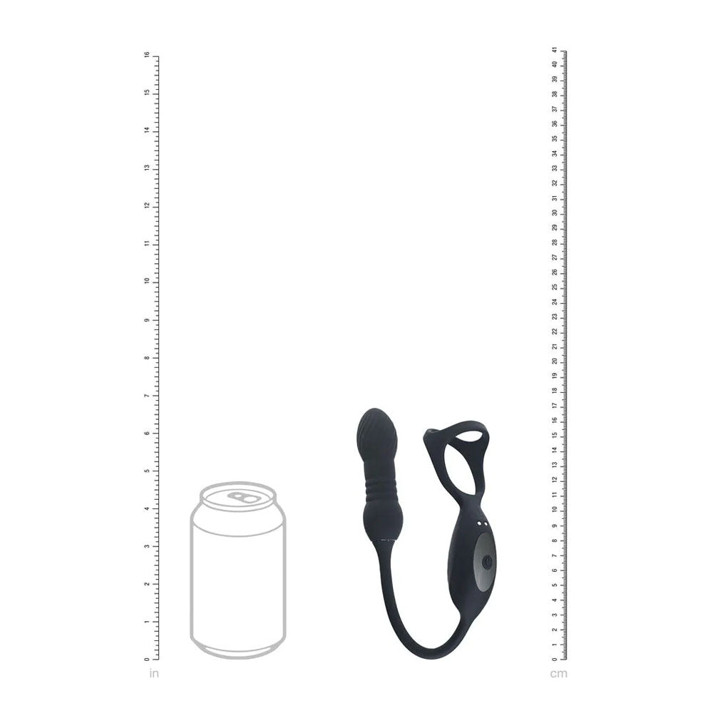 LEVELZ Vibrating & Thrusting TriO Cock Ring with Prostate Stimulator - Black