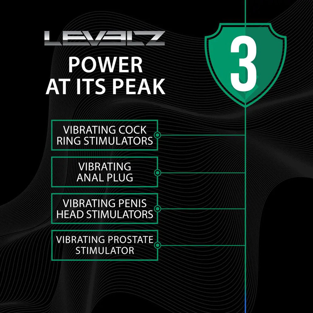 LEVELZ Vibrating & Thrusting TriO Cock Ring with Prostate Stimulator - Black