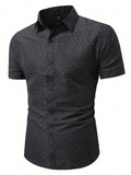 Men's Black Slim Fit Printed Short Sleeve Shirt