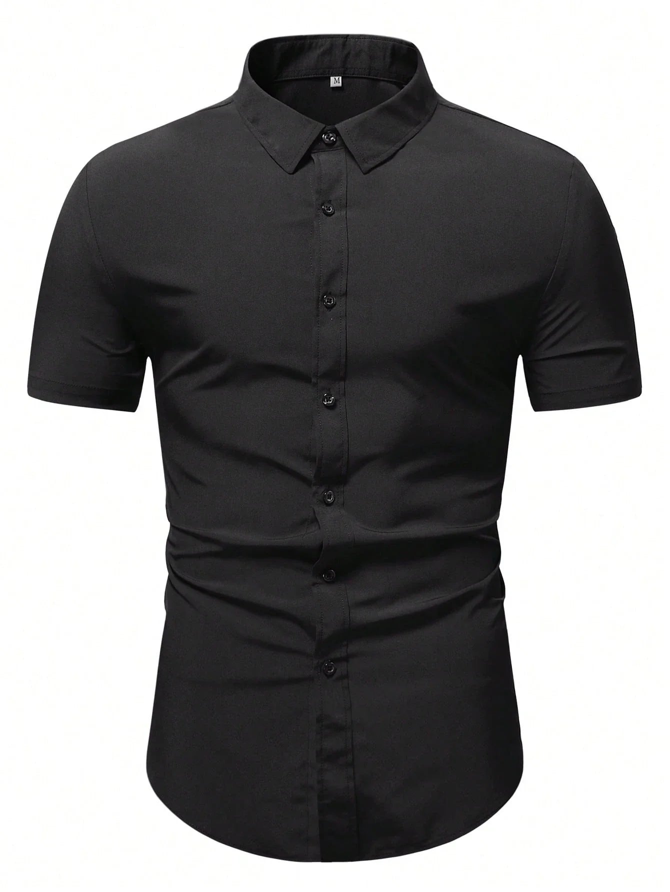 Men's Black Slim Fit Short Sleeve Casual Shirt