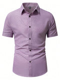 Men's Lavender Slim Fit Printed Short Sleeve Shirt
