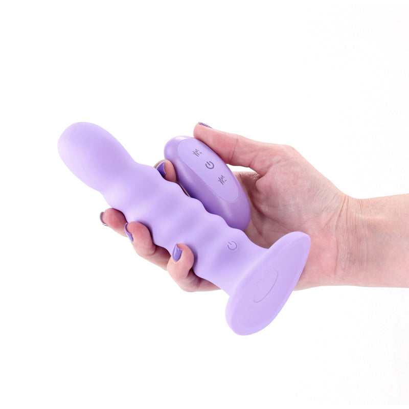 Colours Ribbed - 6 Inch Vibrating Dildo with Remote - Purple
