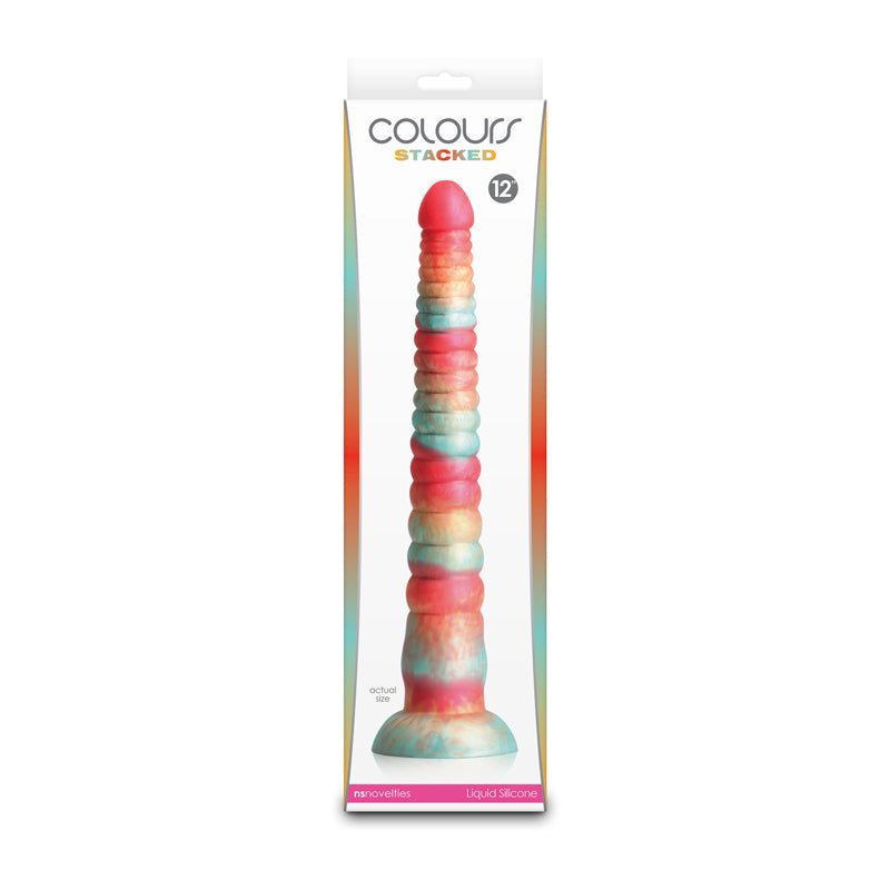 Colours Stacked 12 Inch Fantasy Dildo - Multi-Coloured