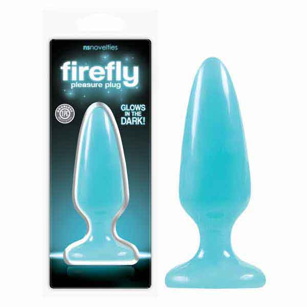 Firefly Pleasure Plug - Glow-in-Dark Blue Medium Butt Plug