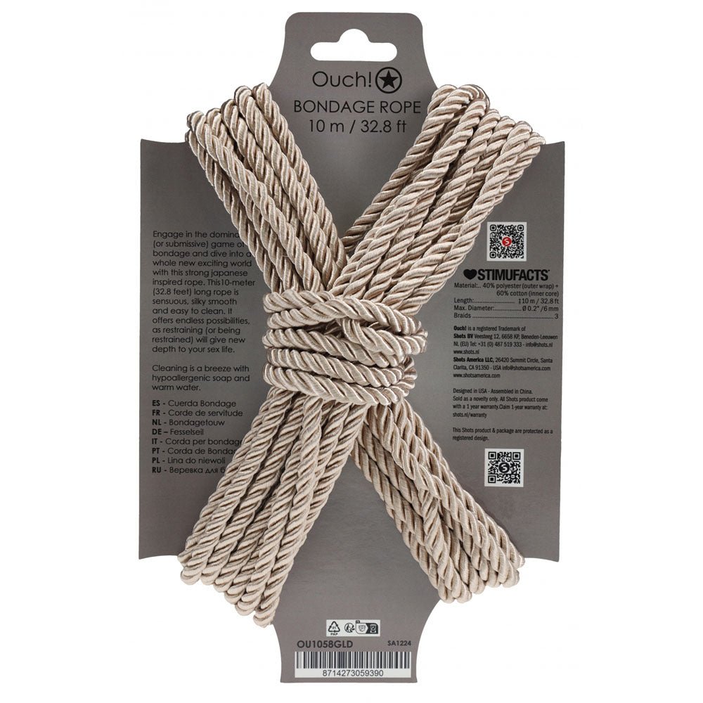 Ouch! Gold Bondage Rope - 10 Mtrs