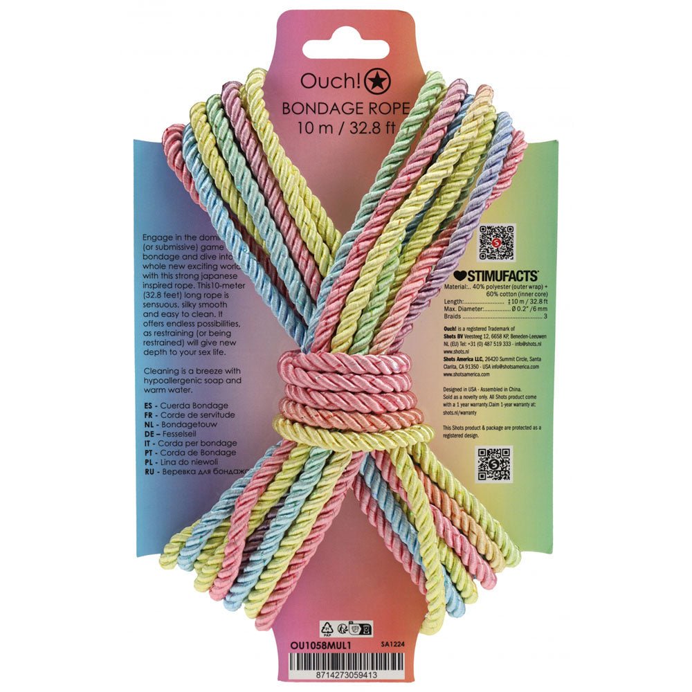 Ouch! Multicolored 1 Bondage Rope - 10 Mtrs