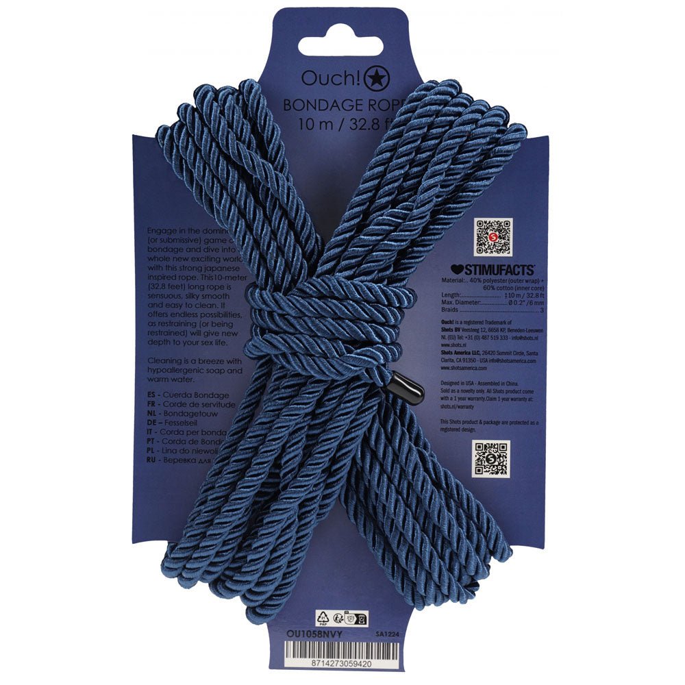 Ouch! Navy Blue Bondage Rope - 10 Mtrs