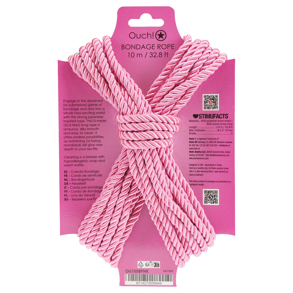 Ouch! Pink Bondage Rope - 10 Mtrs