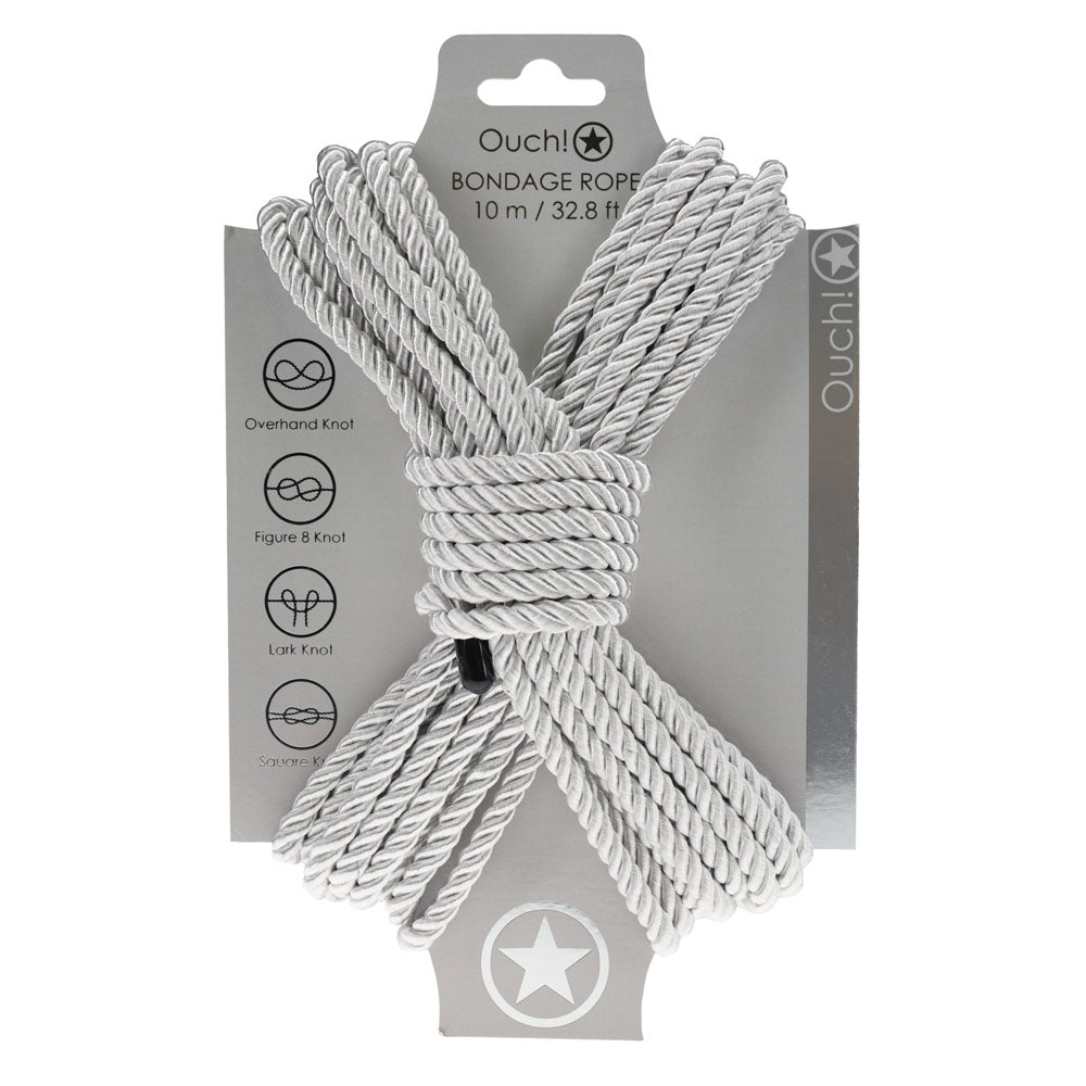 Ouch! Silver Bondage Rope - 10 Mtrs